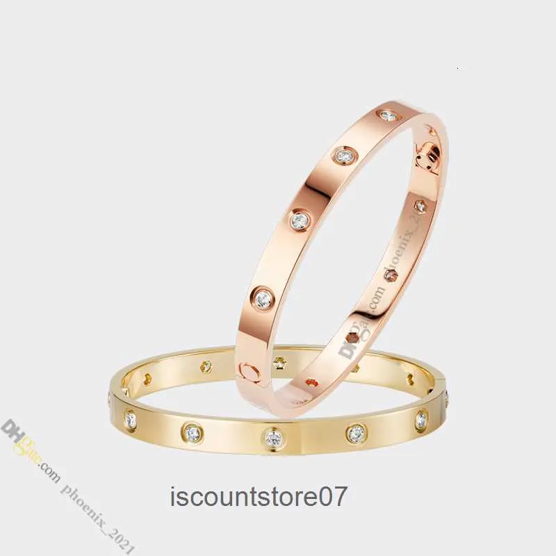 Bracelet de créateur de luxe à vis avec 10 bijoux en diamant pour femme, bracelet en acier plaqué or, ne se décolore jamais, non allergique ; Magasin/21621802