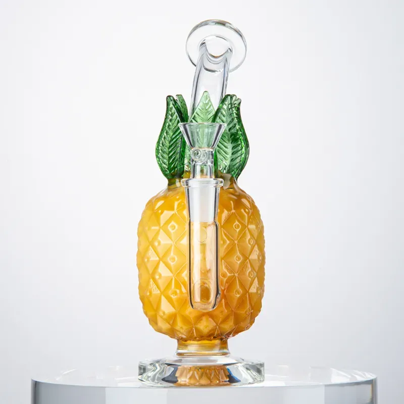 GCC Wholesale Pineapple Bong Hookahs 7 Inch Straight Tube Thick Glass Bongs Recycler Heady Dab Oil Rigs Bubbler Water Pipes With The Bowl WP2194