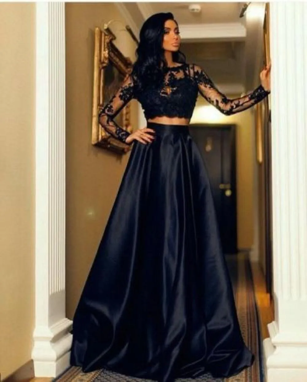 Dress Falda Negra Para Mujer Conjunto De Vestido Formalny Elegante Para Fiesty De Tops De Enawaje Falda Larga Para Od 95,84 zł| DHgate