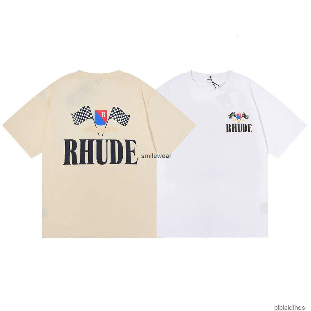 Diseñador Ropa de moda Camiseta de lujo para hombre Camisetas casuales Marca estadounidense Rhude Crown Champion Bandera Impreso Alta calidad Doble hilo Algodón Camiseta de manga corta Boys G