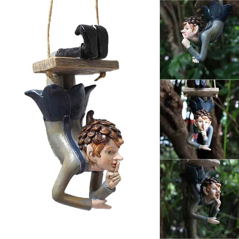 Garden Decorations Hanging Elf Ornaments Home Decor Figurine for Patio Fence Yard Tree Holiday 230418