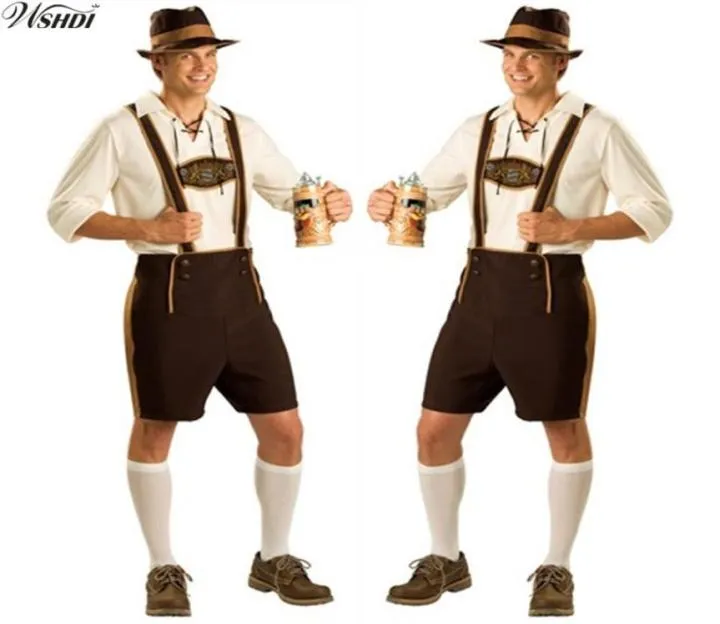 Costume Oktoberfest Lederhosen Bavarese Octoberfest Festival tedesco Birra Halloween per uomo Costumi birra Taglie forti M L XL 2XL298K6853587