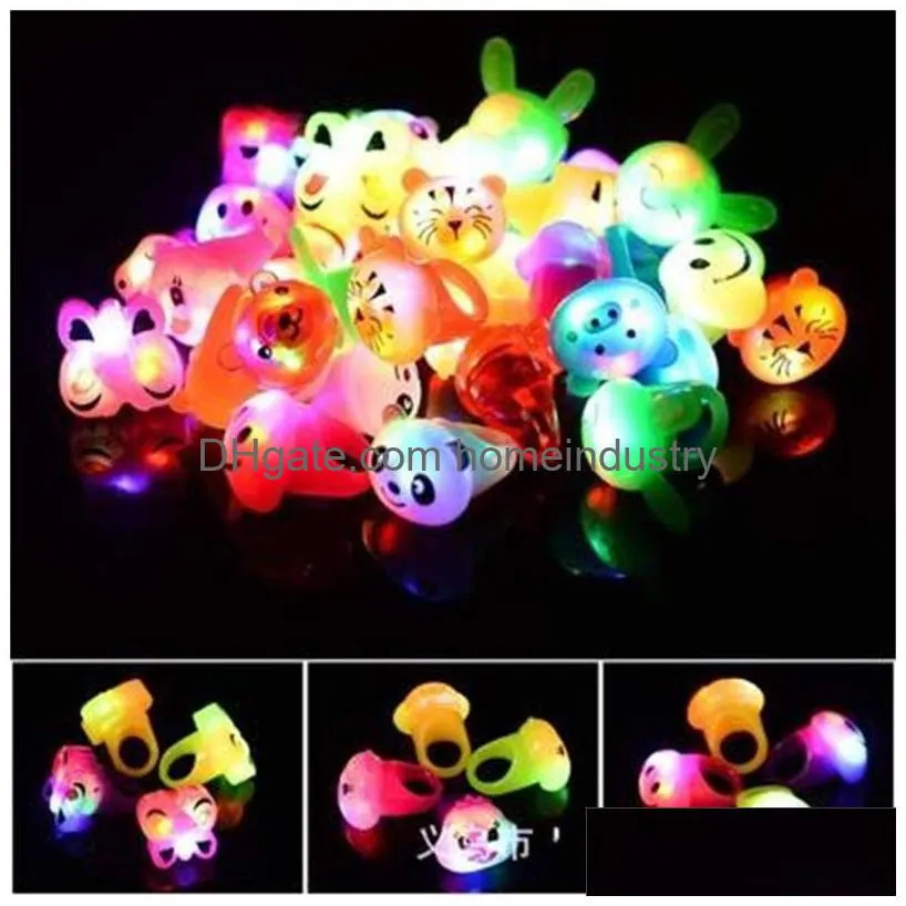 Feest voorstander van zachte lijm dierenringen ornamenten led luminescentie vingerlampen cartoon ring ring jongens kleine geschenken sieraden 0 89mc h1 dro dhpxn