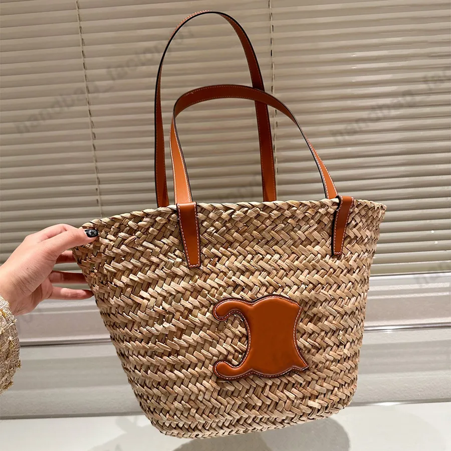 Luxury Tote Bag designer Womens mode axelväskor sommarkvinna halm tots klassiska mönster handväska casual shopping väskor