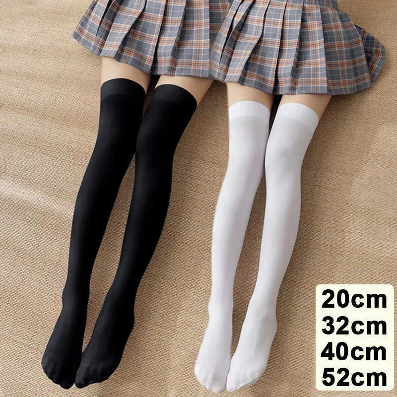 5 PC Skarpetki Hosiery JK Woman Socks Śliczne czarne białe lolita długie ciasne skarpetki solidne kolano kolano wysokie skarpetki moda kawaii cosplay seksowne nylonowe pończochy z0419