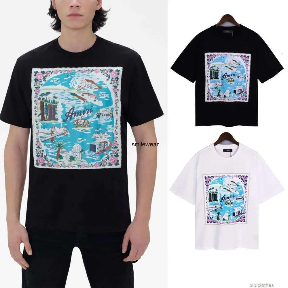 Designer Moda Abbigliamento Tshirt Lusso Uomo Casual T-shirt Trend Marca Light Amires California Hawaiian Jinzhou Esclusiva T-shirt a maniche corte in puro cotone