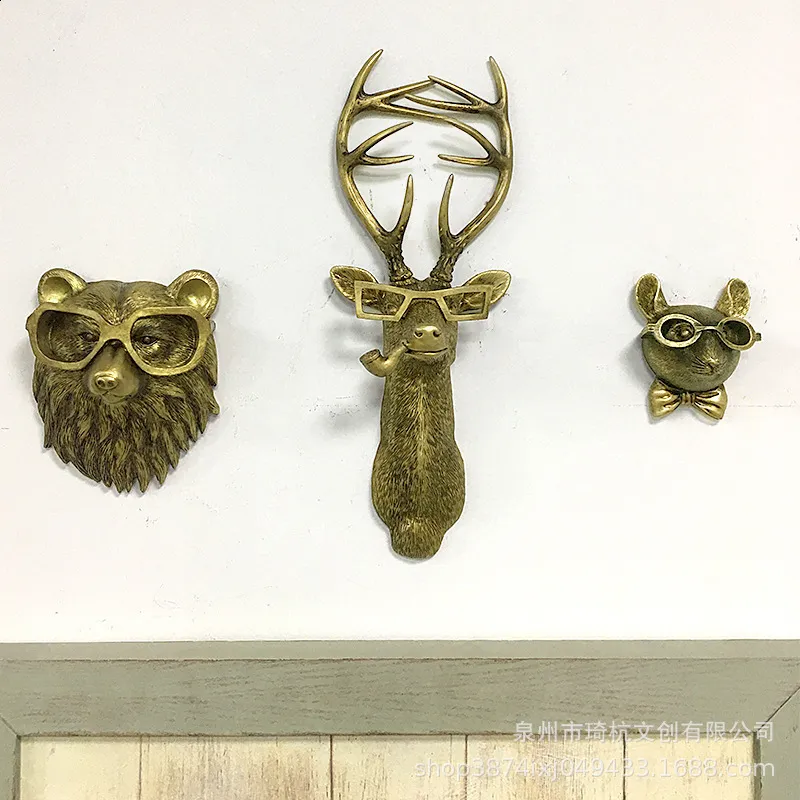 Decorative Objects Figurines style imitation copper animal wall hanging indoor home bedroom living room fireplace office resin decoration 231118