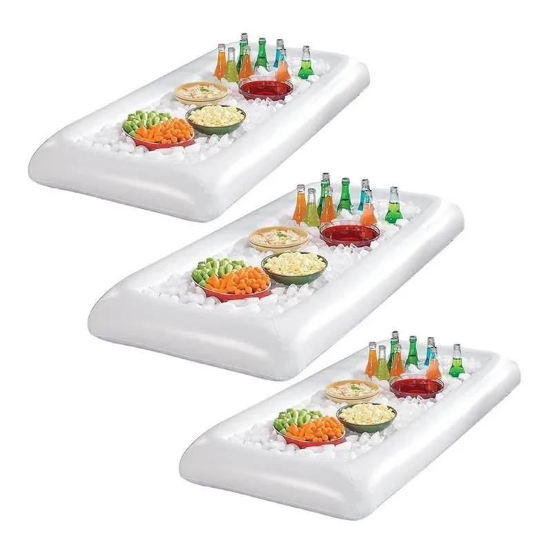 Table Mats & Pads 3pcs Dishes Ice Cooler Creative Inflatable Functional Cooloing PVC Buffet For Camping Party PlatesMats