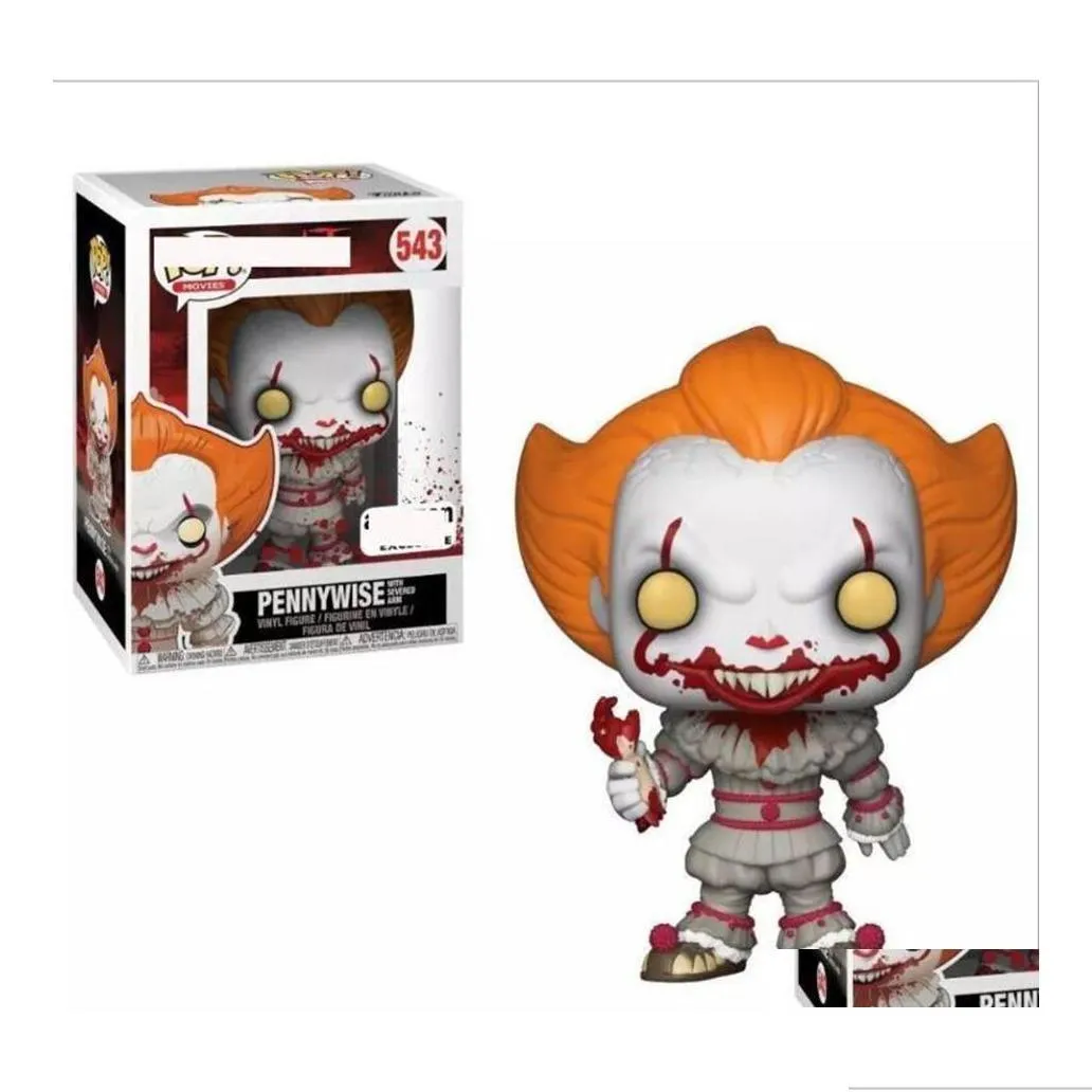 Action Toy Figures Funko Pop Clown Back To The So Hand Office Model It Decoration Pennywise Master Version 543347 Dhkti