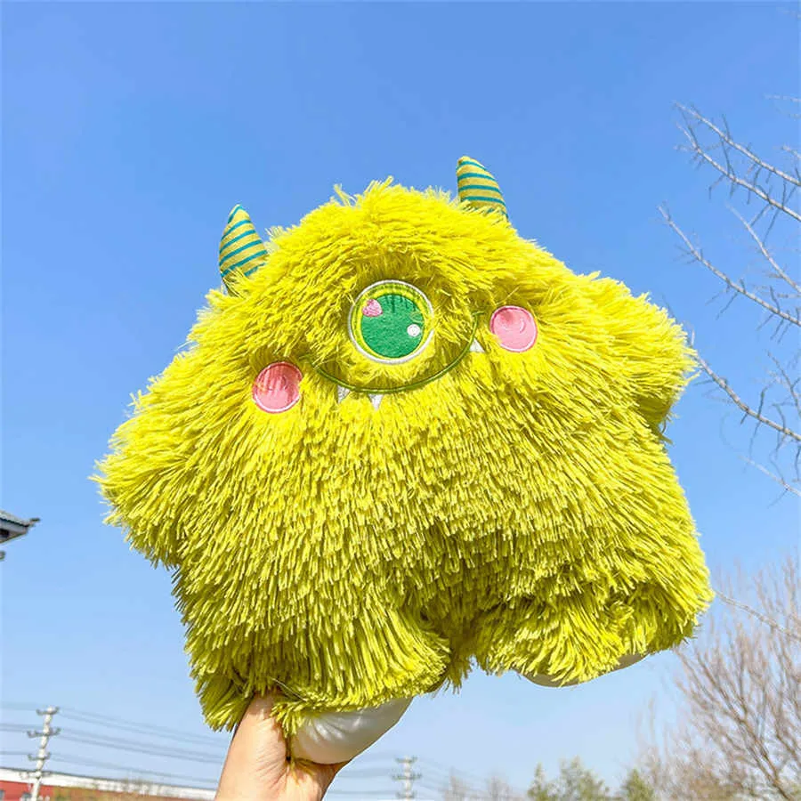 45cm Stuffed Animals little monster plush toy figure cartoon big eye monster long hair pillow