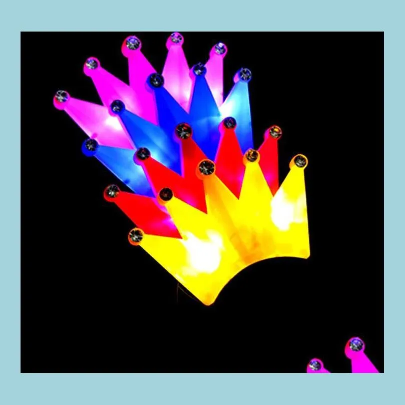 Party Hats Led Crystal Crown Headbands Light Up Rave Fancy Dress Costume Brithday Hen Flashing Christmas Holiday Drop Delivery Home Dhahc