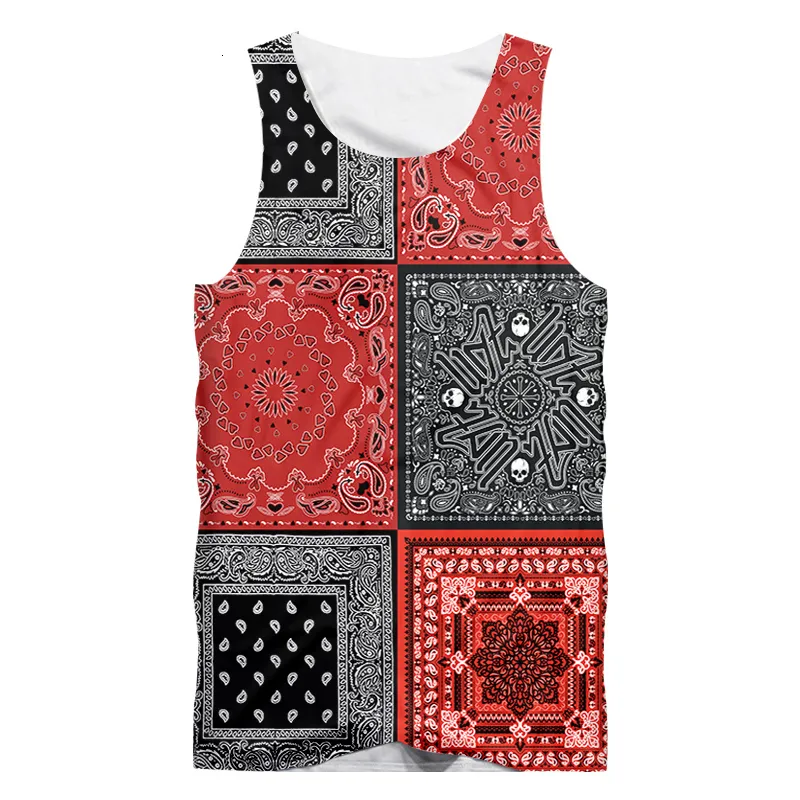 Herrtankstoppar ifpd eu storlek sommar bandana 3d tank top män hip hop paisley ärmlösa skjortor streetwear manlig grafisk punk fitness väst hajuku 230419