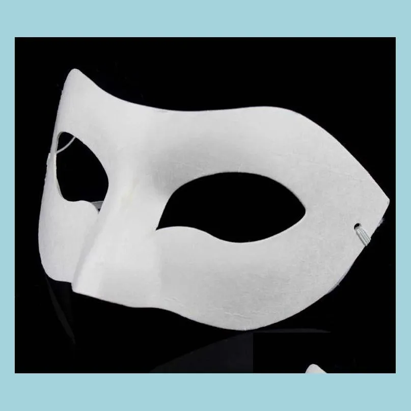 Masques De Fête Blanc Demi Masque Halloween Papier Blanc Zorro Diy Hiphop Peint À La Main Danse De Rue Cadeaux De Noël 120 Pcs / Lot Drop D Dhgz5