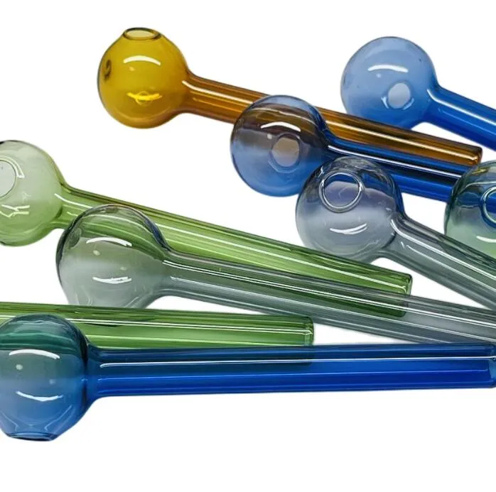 Colore Pyrex Olio Burner Pipe per fumare tubi a mano economici spessi mini tubo di vetro da 10 cm Spedizione gratuita