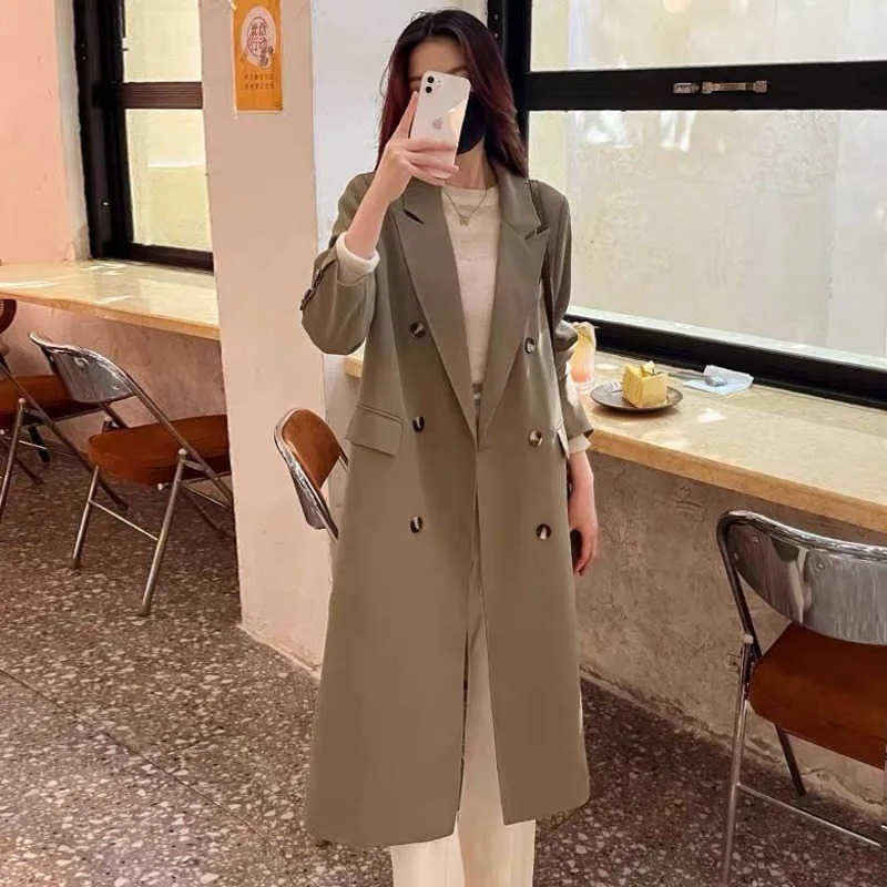 Kvinnors trenchrock Midlängd Autumn/Winter Ny Casual Korean Version Coat med Internet Red High-End Coat 2C