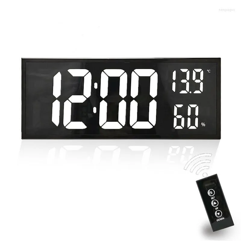 Wall Clocks 16Inch Digital Clock With Remote Control Temperature Humidity Night Mode Table 12/24H Electronic Wall-mount LED