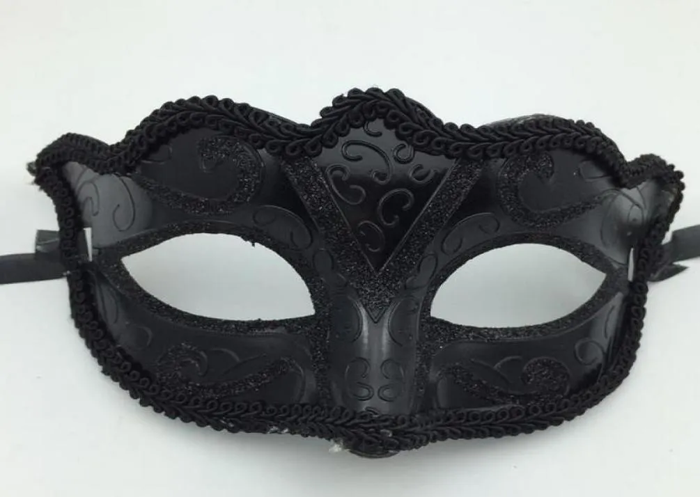 Black Venice Masks Masquerade Party Mask Christmas Gift Mardi Gras Man Costume Sexig spets fransad Gilter Woman Dance Mask G5632941809