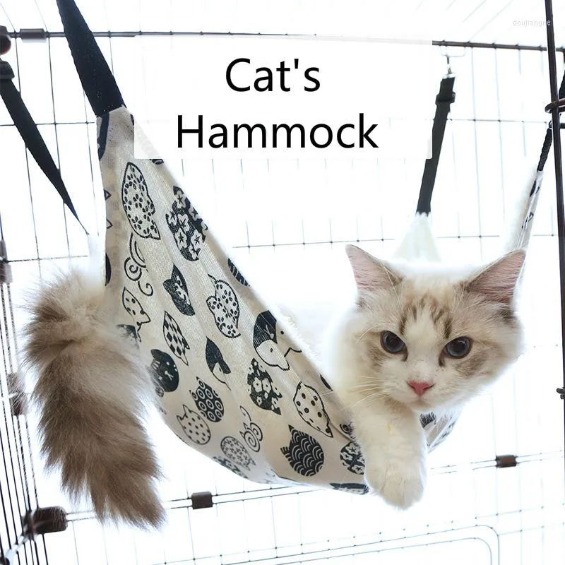 Cat Beds Canvas Hanging Hammock Pet Supplies Sleeping Bag Cage Breathable Double-sided Available Warm Bed Mat