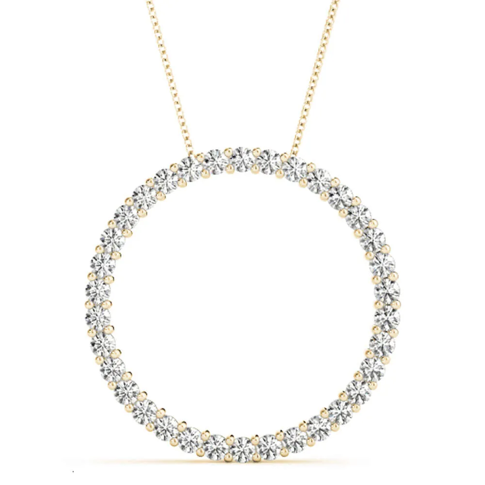 Circle Pearl and Diamonds Lab -odlade diamanthalsband 10K 14K Platinum Sier Pendants