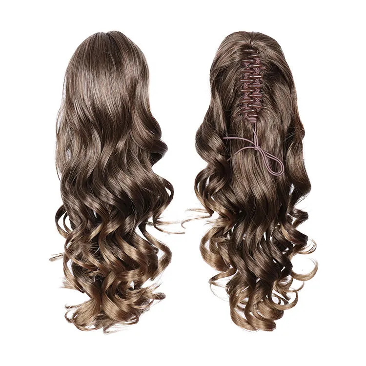 Extensions capillaires synthétiques longues ondulées à clips, postiche queue de cheval Style griffe, postiche pour femmes, fête Cosplay