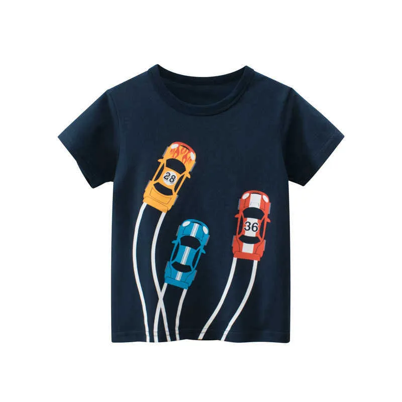 Magliette da 2-8t macchina per auto per bambini maglietta per bambini per bambini abiti estivi abiti estivi top top a manichette graziose magliette di cotone casual cotone outfit p230419