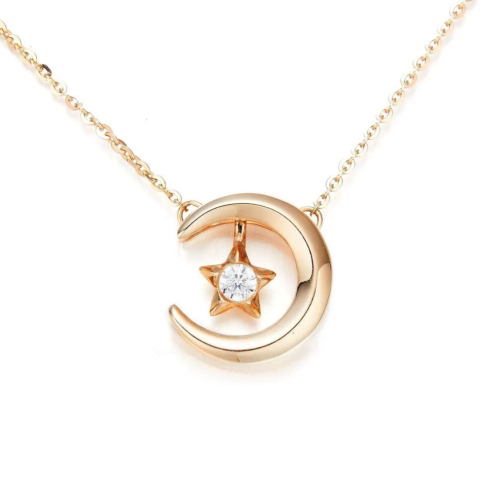 2023 Ny Gold Star Moon -halsband 5 'Natural Diamond Necklace Fashion Ladies Favoritsmycken Halsband