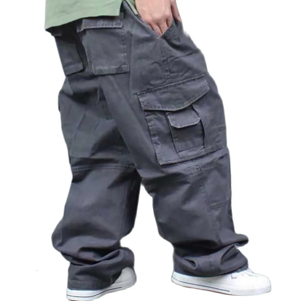 Calças masculinas Pontas de hip hop de perna larga Homem de algodão casual Harém Cargo Cargo Logo Baggy Streetwear Plus Size Joggers Men Clothing 230418
