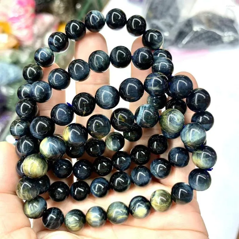 Strand Blue Tiger Eye Stone Beads Bracelet Natural Gemstone DIY Jewelry For Women Men Gift Wholesale
