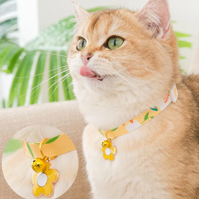 Collari per gatti Collare per guinzagli con campanella Accessori per pendenti con fiori a forma di sole Cani di piccola e media taglia Collana per gattini per cuccioli all'ingrosso