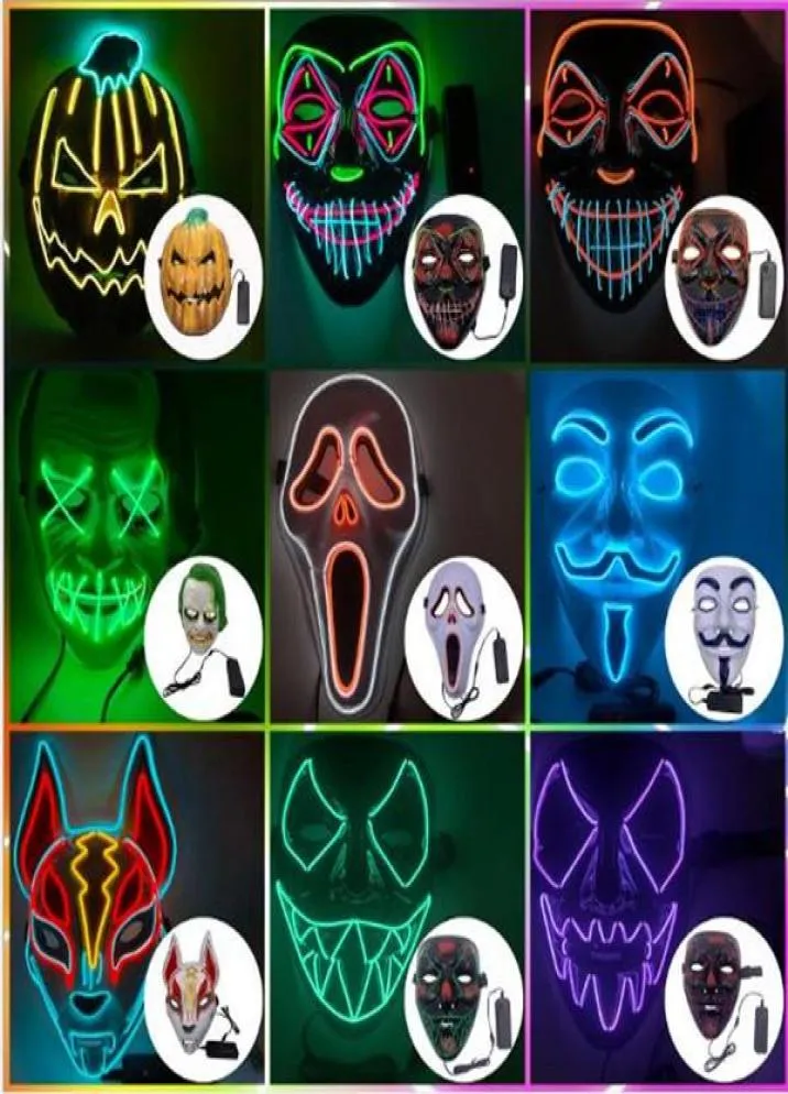 Masque facial design Halloween Décorations Halloween Glow masque PVC matériel LED Halloween Femmes Hommes Masque costumes pour adultes maison de1183850