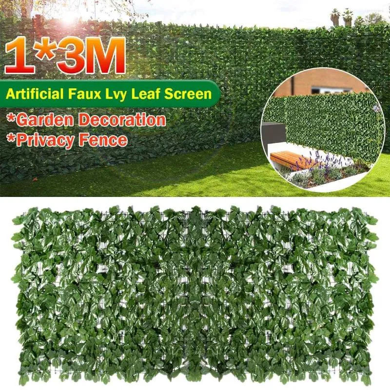 Dekoratif Çiçekler 1/2pcs Yapay Bitkiler Çim Duvar Paneli Çimle Çit Yeşillik UV Koruma Yeşil Dekor Gizlilik Çit Arka Bahçe Ekranı