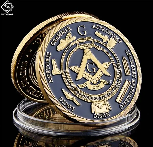 Maçons da fraternidade maçônica artesanato banhado a ouro moeda olho dourado design pedreiro token moedas coleção3815216