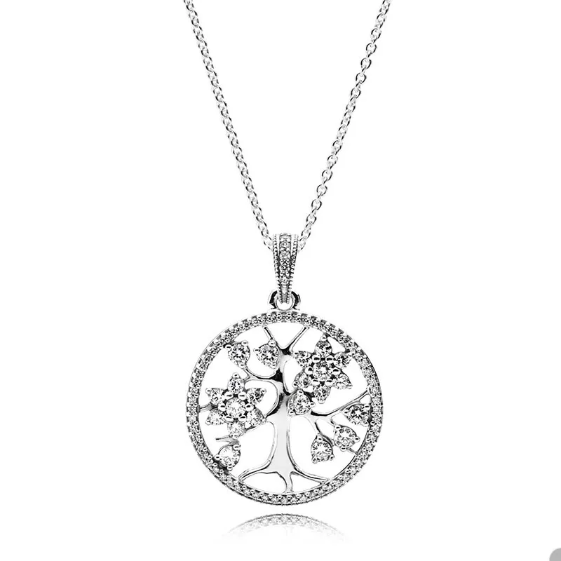 Naszyjnik dużych drzew genealogicznych do Pandora 925 Srebrny srebrny naszyjniki na imprezę dla kobiet dziewczyny