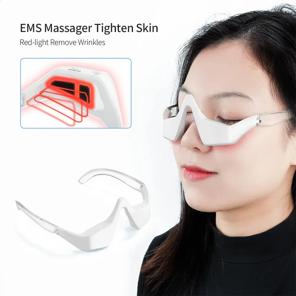 Masajeador de ojos 3D Smart EMS Micro Corriente Pulso Terapia de luz roja Fatiga Aliviar la reducción de arrugas Circulación sanguínea 231118