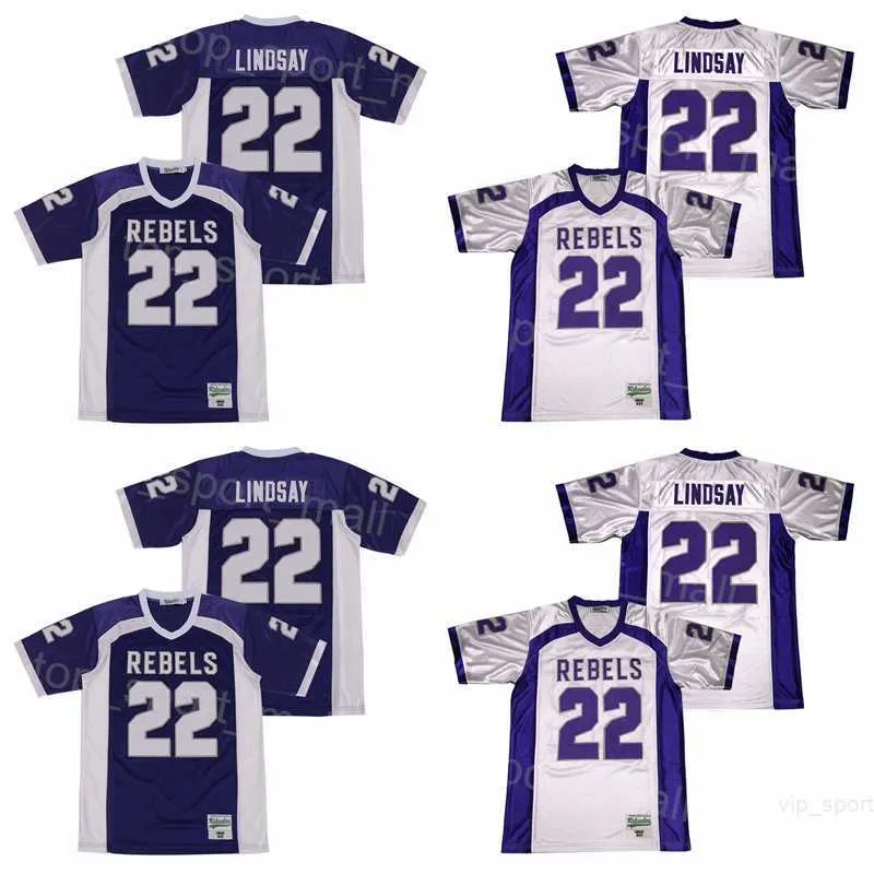 High School Football 22 Phillip Lindsay Jerseys South Rebels Moive College Pullover Breathable Retro Pure Cotton for Sport Fans Embroidery Team Purple White Men