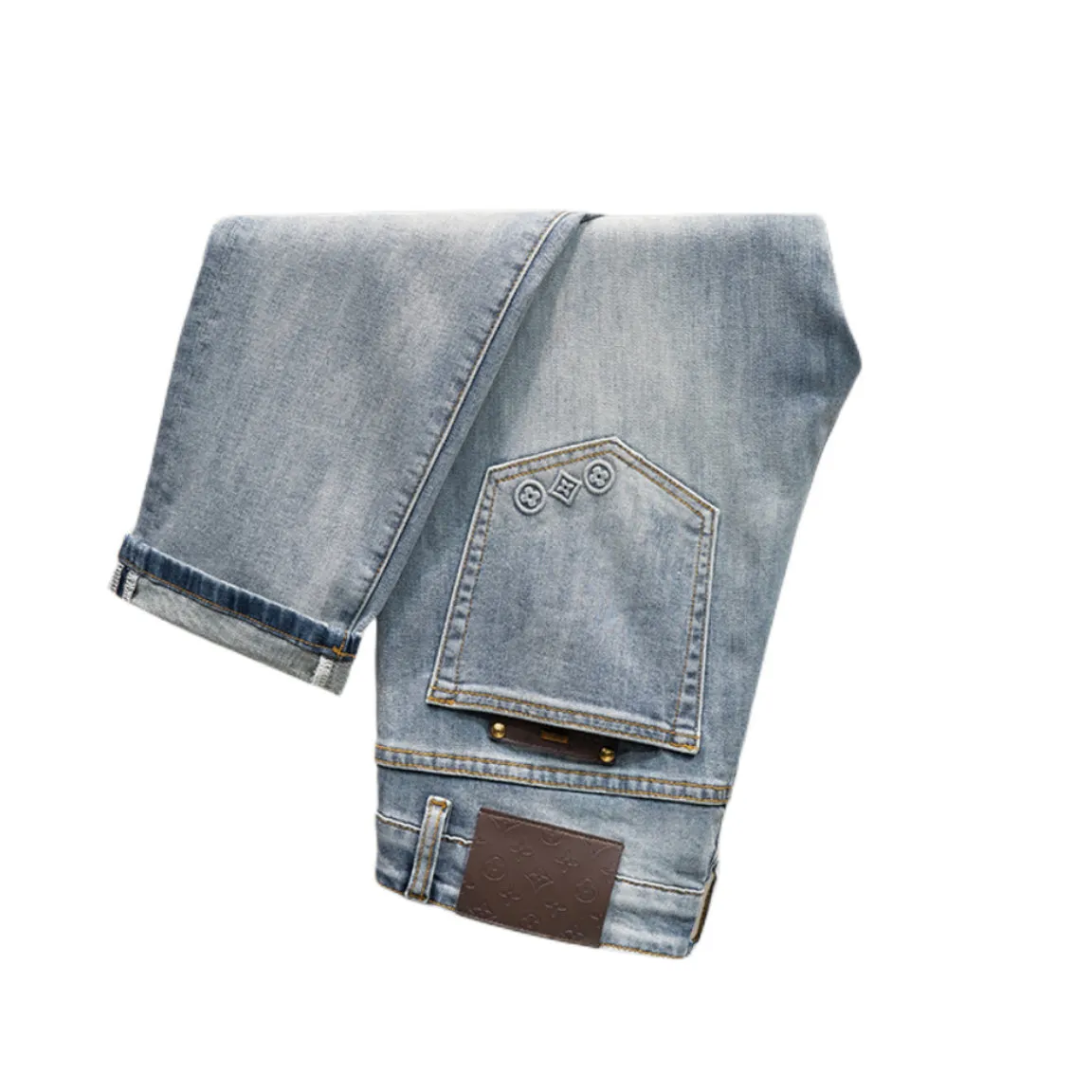 Jeans pour hommes printemps été mince Slim Fit européen américain haut de gamme marque petit droit Double F pantalon Q9547-1