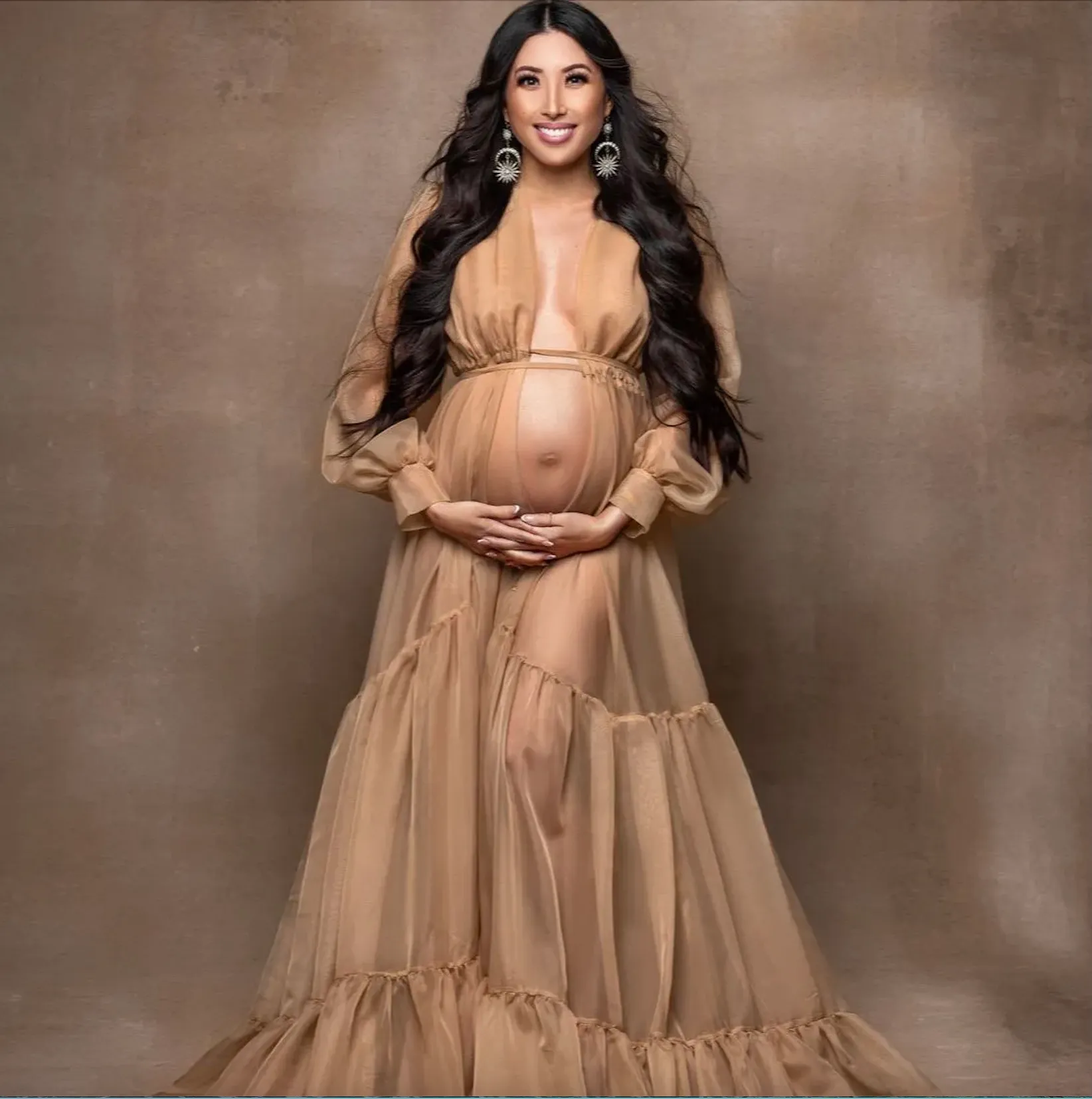 Women Convertible Multi Way Wrap Tulle Maternity Dress Off