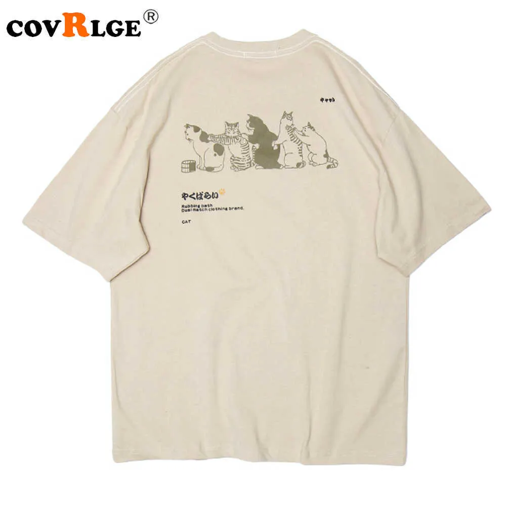 T-shirt Covrlge T-shirt oversize da uomo Abbigliamento Hip Hop Cat Shower Street Print T-shirt manica corta estiva in cotone 2023 MTS776 P230419