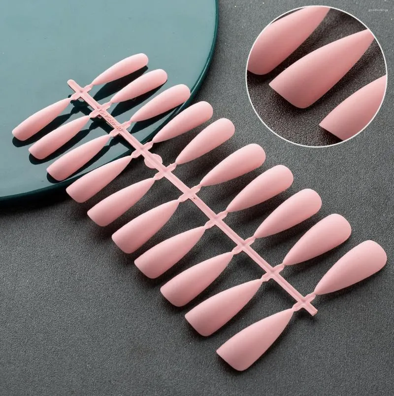 False Nails Factory Outlet Super Long Matte Coffin Girl Ballet Finished Nail Art Pure Color Pointed Tip Fake