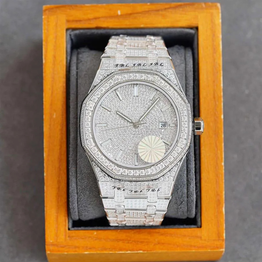 Fait à la main plein de diamants montre hommes montres mécaniques automatiques 40mm avec acier serti de diamants 904L saphir dames affaires Wr196W
