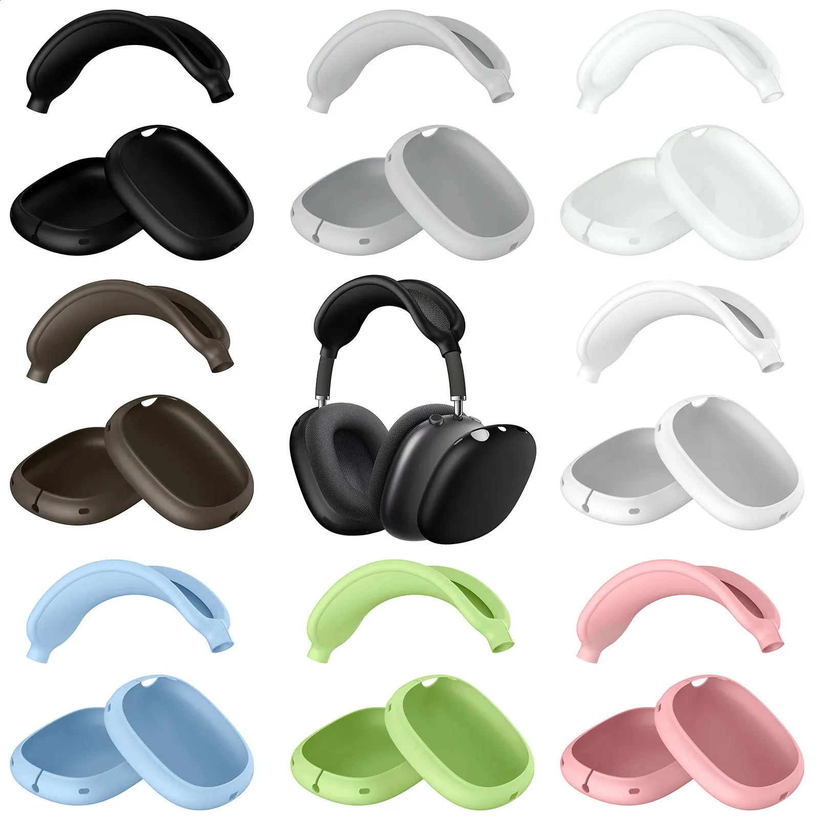 Accessoires pour écouteurs Étui en silicone souple pour étui Airpods Max 1 paire de coussinets d'oreille de remplacement Housse de coussin pour casque AirPods Protéger 231117