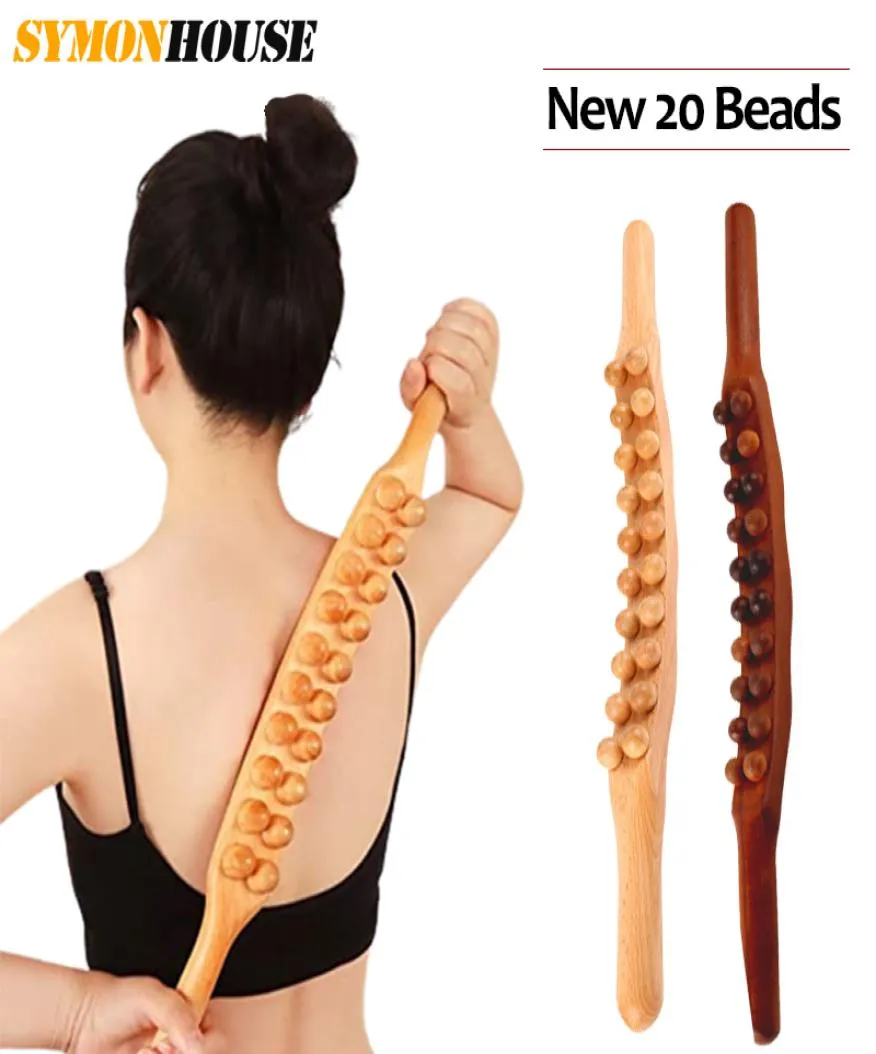 Helkroppsmassager 20 Pärlor Gua Sha Massage Stick Carbonized Wood Back Scrapping Meridian Therapy Wand Muskel Relaxerande Guasha 22101488931