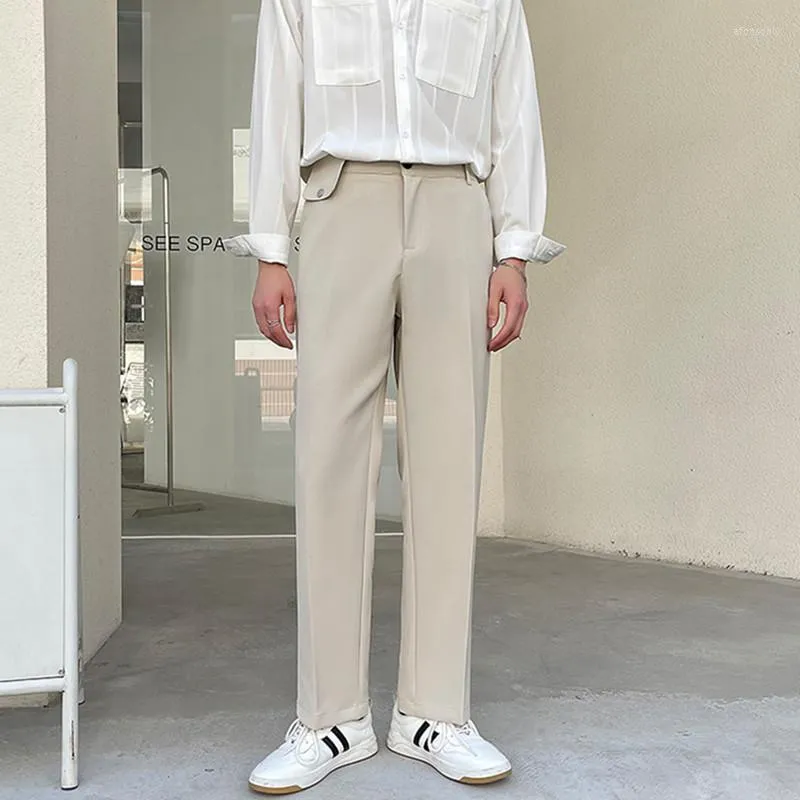 Ternos masculinos 2023 Autumn's White Fenário de Autumn Loose Youth British Casual All-Match Pants Simples Suje de perna reta