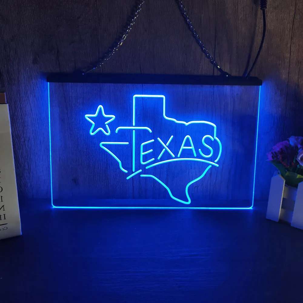 Letrero de neón LED de Texas, decoración del hogar, pared de Año Nuevo, dormitorio de boda, luz nocturna 3D