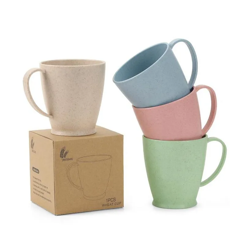 Tazze Grano St Tinta unita Ufficio Tazza da caffè in plastica Ecofriendly Famiglia Goccia d'acqua Consegna Casa Giardino Cucina Sala da pranzo Bar Dhgarden Dhdqy