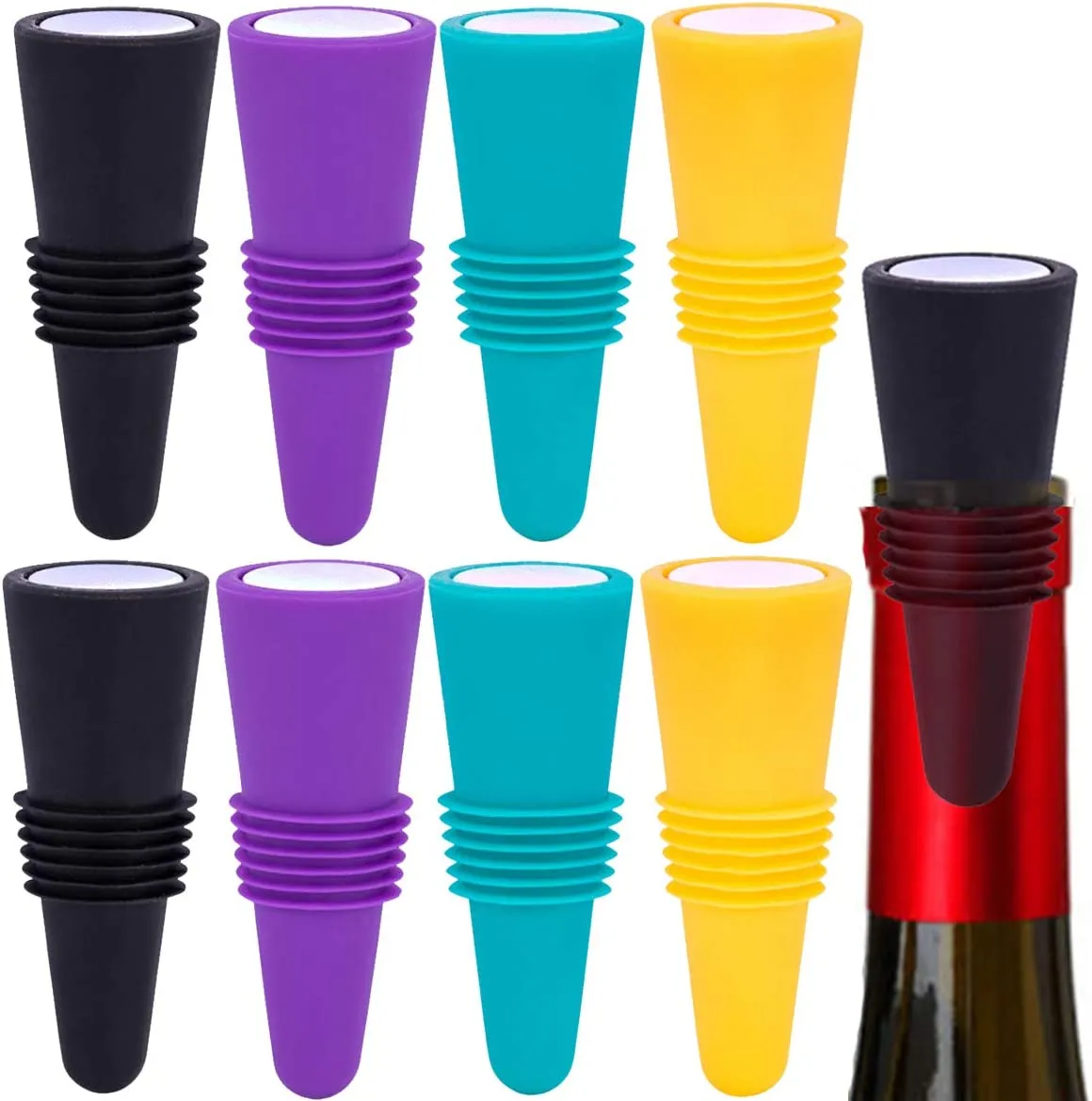 Tappo per bottiglia di vino in silicone Birra frizzante Champagne Stop Tappo per perdite Sigillante per bevande Tappo per vino Coperchio Accessori per la cucina