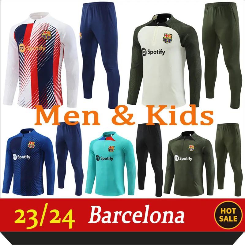 2023-2024 رجال برسلونز للمسارات Camisetas de Jerseys بدلة Gavi Pedri 23/24 Half Zip Barcelona Set Barca Tracksuit Outfit