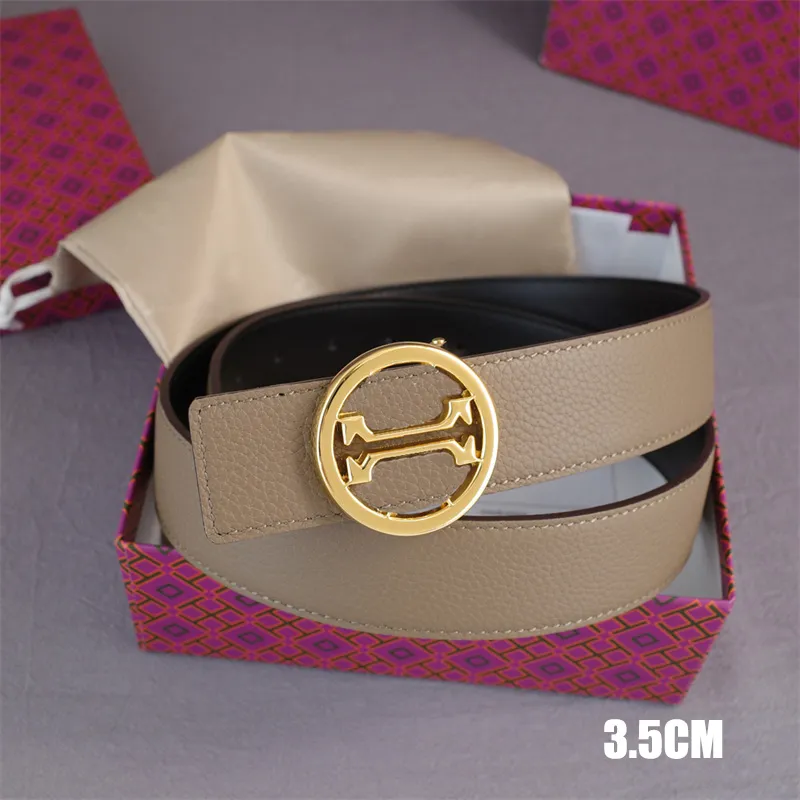 High Quality Genuine Leather Belt For Women Designer Belts Mens Golden Smooth Buckle Reversible Waistband Width 3.5cm Fashion Belt