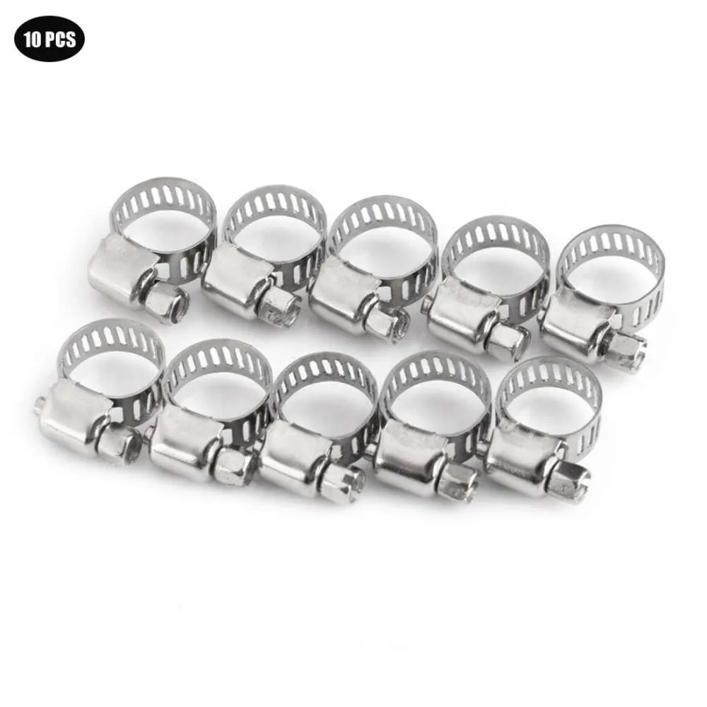 10pcs Hose Iron Gaanized Adjustable Drive Fuel Line Worm Size Gear Pipe Clamp Tube Fasterner 8mm Spring Clip