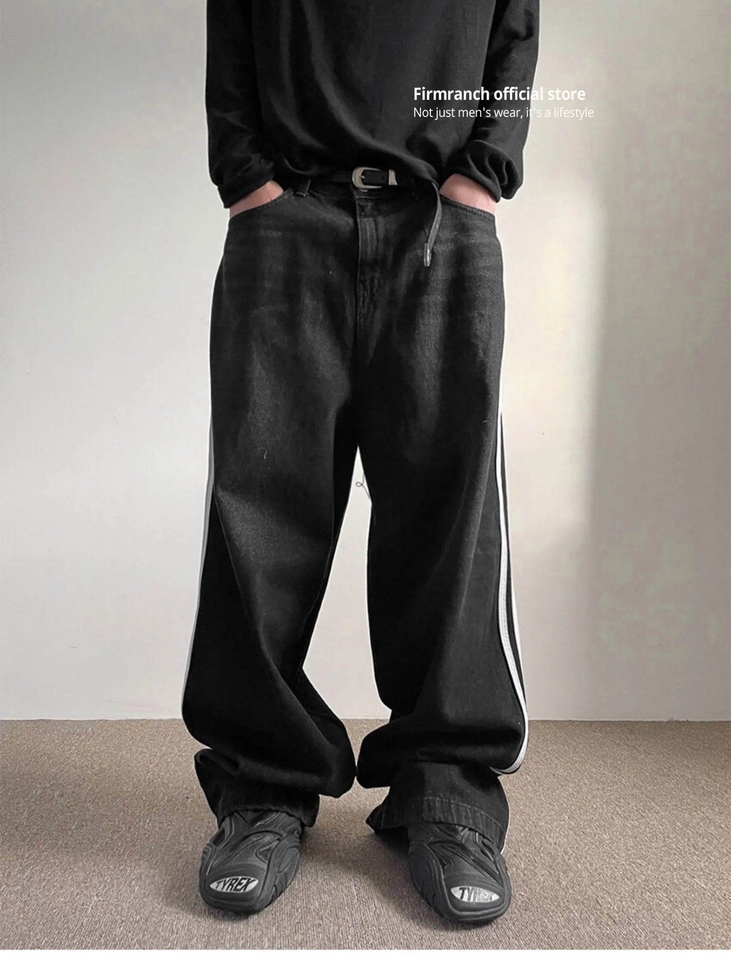 MENES Black Matt Baggy Jeans